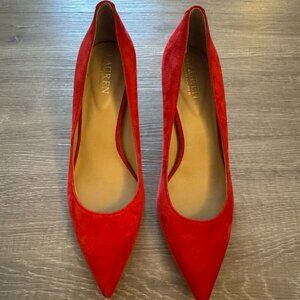 Ralph Lauren Red Suede Heels